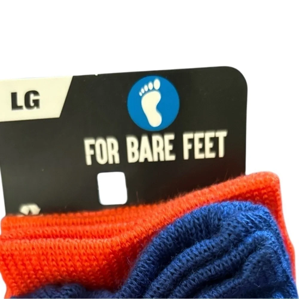 For Bare Feet Cushioned Socks Sz L Boise State University Mid Crew Blue Orange